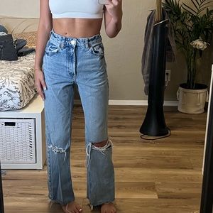 high rise wide leg zara jeans